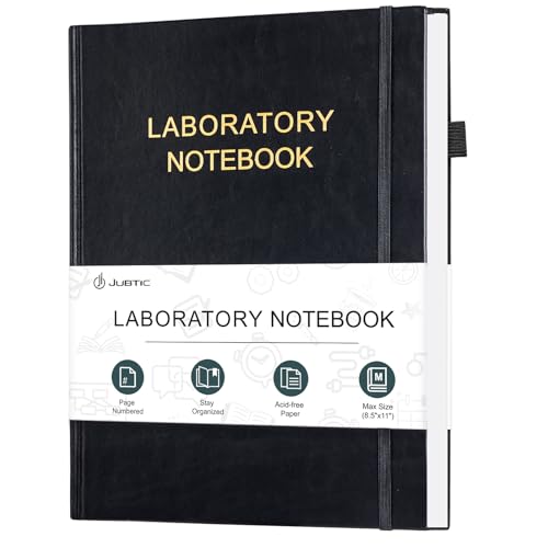 JUBTIC Laboratory Notebook for Project Organization - Grid Notebook Quad Ruled Science Lab Book for Graphing, Chemistry Lab Notebook for Student - Stay Organized and Productive(8.5' x 11', Black)