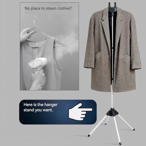 Image of Clothes Steamer Stand Hanger with Steamer Ironing Glove for Steaming Clothes, Handheld Garment Steamer Rack with Grey Mini Handhelded Ironing Pad Board