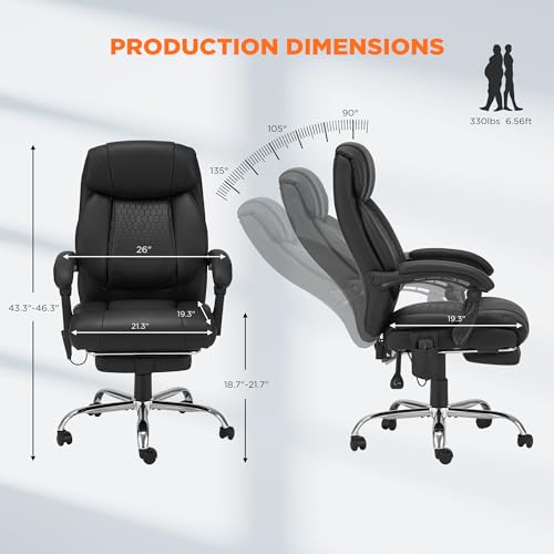 Homrest GGIN0252BK Executive Office Chair With Footrest,Reclining Massage Office Chair thumb #2