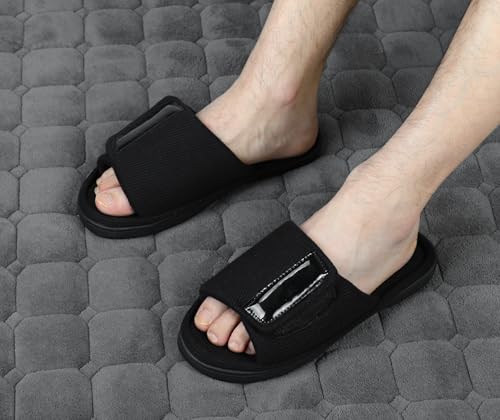 Image of Panda Bros Adjustable House Slippers for Men Soft Open Toe Breathable Indoor Outdoor Slip on Slides Slippers with Memory Foam for Home Bedroom