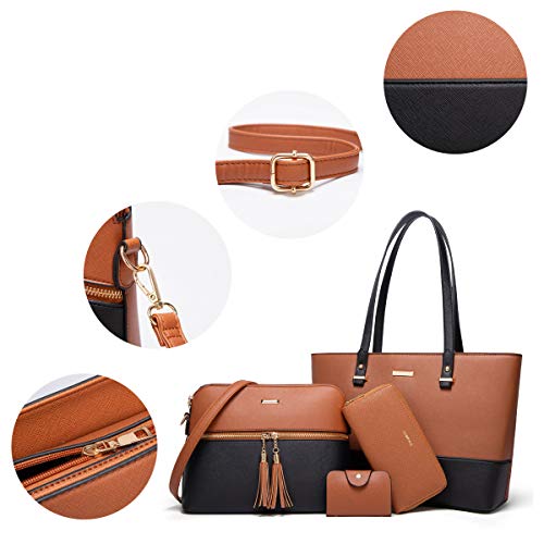 Image of Women Fashion Handbags Wallet Tote Bag Shoulder Bag Top Handle Satchel Purse Set 4pcs