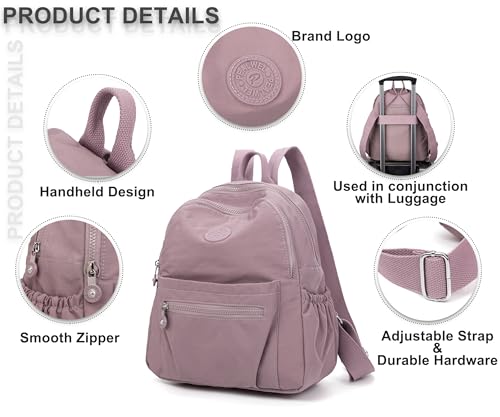 Image of Pealwel Mini Backpack Purse for Women,Small Nylon backpacks for Ladies Backpacks Women Anti Theft Travel Bag (Light Pink)
