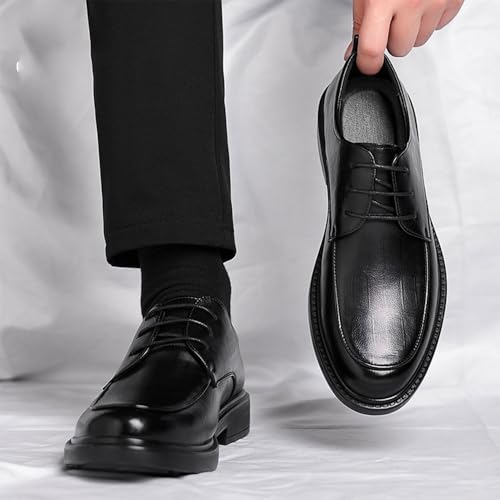 Men's Dress Shoes Italian Leather Round Toe Comfort Orthopedic Classic Lace Up Anti-Slip Non Slip Rubber Sole Block Heel Shoe for Business Office Party Wedding3
