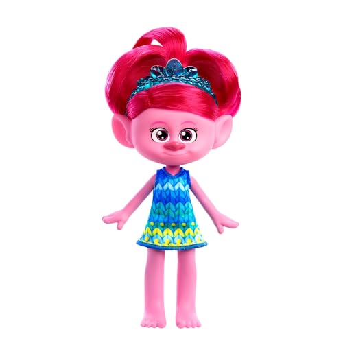Mattel Trolls 3 Todos Juntos Muñeca Reina Poppy con pelo rosa, inspirada en la película, juguete +3 años (HNF13)