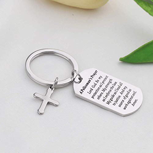 Wsnang Police Officer Gift Policeman's Prayer Keychain Police Officer's Prayer For Lawman Hero Policeman Gift Police Academy Graduates Gift (Policeman's Prayer) #TOP3