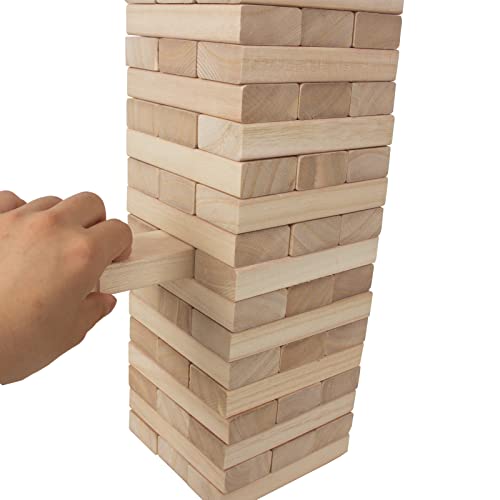 Woodenfun Large Tumbling Timber Toy For Adults Teens 18 In Tall - 60 Pieces Tumble Tower Blocks Wood Stacking Game For Boys Girls Kids Family, Life Size Yard Tower Game - 18” X 6” X 5.5” #TOP2