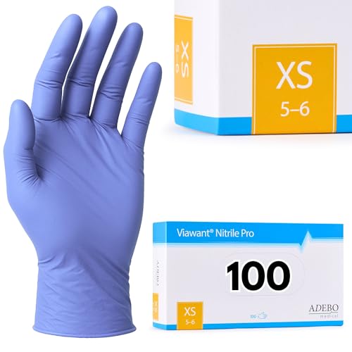 Einweghandschuhe 100 Stück | XS | Nitrilhandschuhe Blau | Puderfreie, latexfreie Einmalhandschuhe | Reißfest & feinfühlig | EN 455 & EN 374 | Gr. XS, S, M, L, XL, XXL