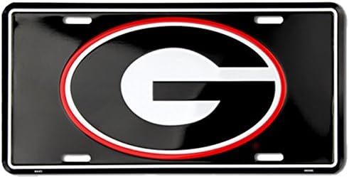 Hangtime University of Georgia - Georgia Bulldogs - Georgia G on Black Embossed Metal auto tag image 2