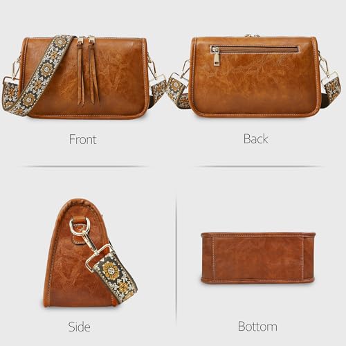 Image of Crossbody Bag for Women, Bohemian Vintage Purse with Wide Strap | Stylish Vegan Leather Design, Adjustable Shoulder Strap, Versatile for Daily Travel and Weekend, Ideal Gift Choice