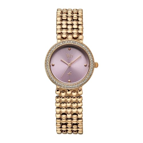 Image of Fastrack Vyb Iconique Quartz Analog with Lavender Dial Rose Gold Strap Watch for Women - FV60111WM02W