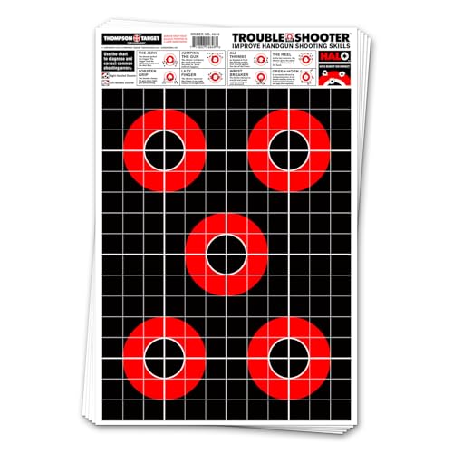 Thompson Target Halo Trouble Shooter Handgun Diagnostic - High Visibility Reactive Splatter 12.5x19 Inch Shooting Targets for Pistol Range Training - Made in The USA (50 Pack)