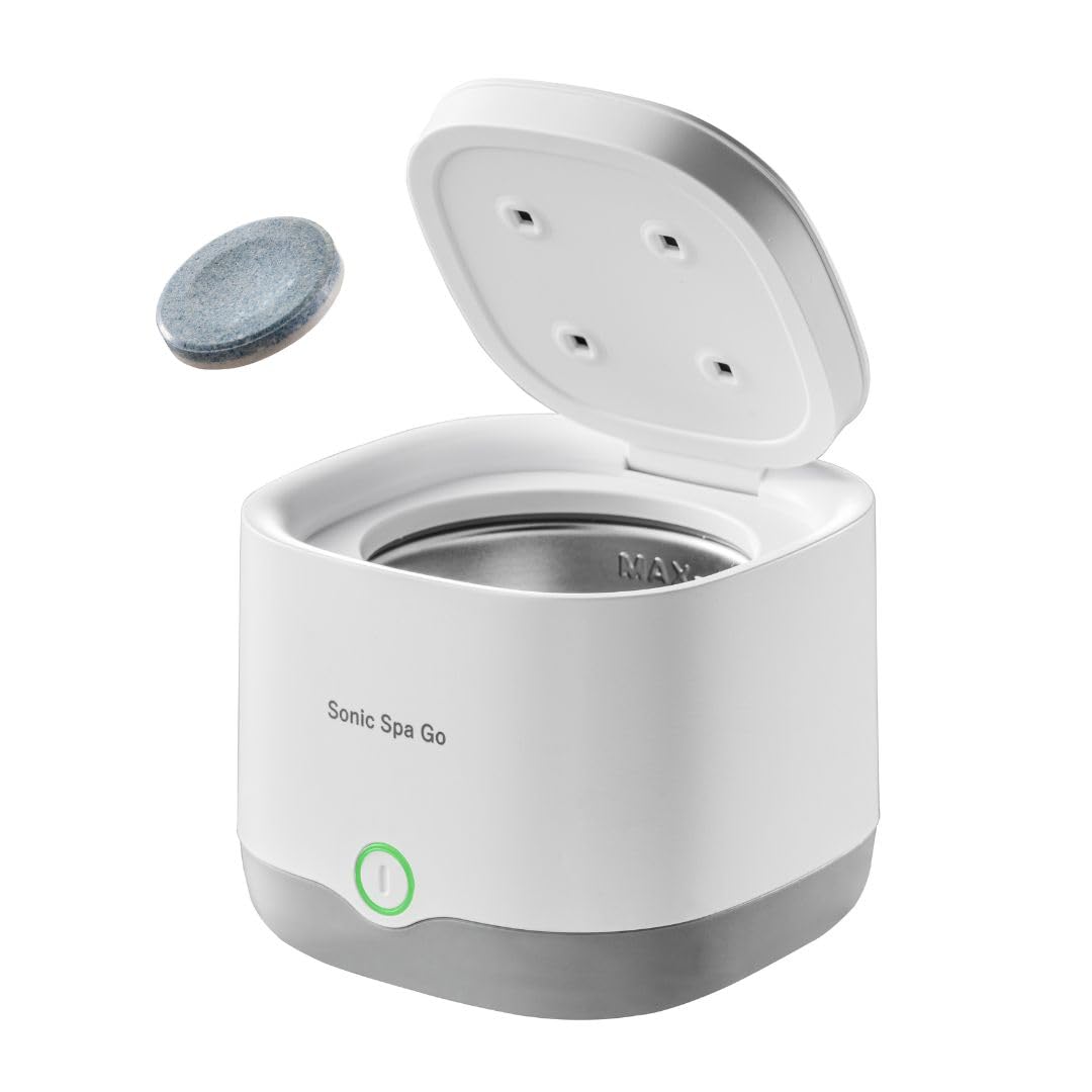 Ultraschall-Aligner, Retainer & Zahnersatzreiniger mit Boostab-Tabletten – kabelloser, tragbarer Reinigungspad für Invisalign, Aligner, Mundschutz & Mundgeräte (weiß)