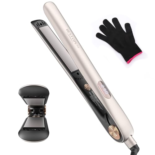 BESTOPE PRO Plancha de pelo, 2 en 1, plancha de pelo para rizar y alisar, revestimiento de turmalina de cerámica antiestática, pantalla LCD, plancha de pelo de calentamiento ultra rápido para cabello