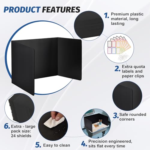 image for ZYINOZOC 2 Pack Desk Dividers for Students,3-Fold Privacy Screens,Test