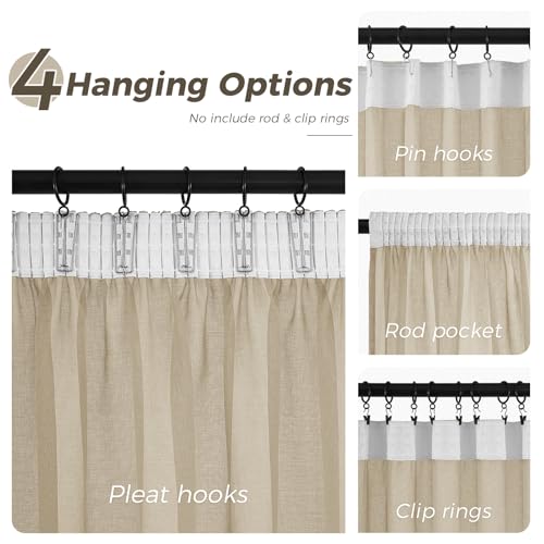 MRTREES Gardinen Beige Kurz mit Gräuselband 120x140cm (HXB) Vorhänge Boho Transparent für Schlafzimmer 2er Set Vorhang Makramee Modern 120… – Ansicht 2
