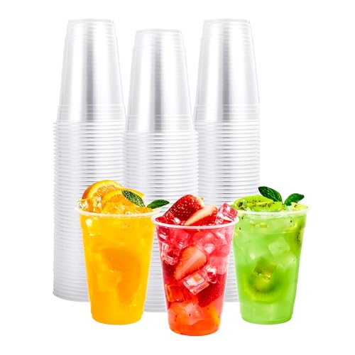 100X Clear Plastic Disposable Drink Cups for Water 7 Oz/180ml Perfect for Drinking Events Home Parties Picnic and Everyday Use (Pack of 100)