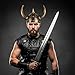 Farochy Viking Helmet with Horns for Adult, Medieval Viking Costume Viking Accessories Plastic Viking Hat for Halloween Cosplay (Bronze)