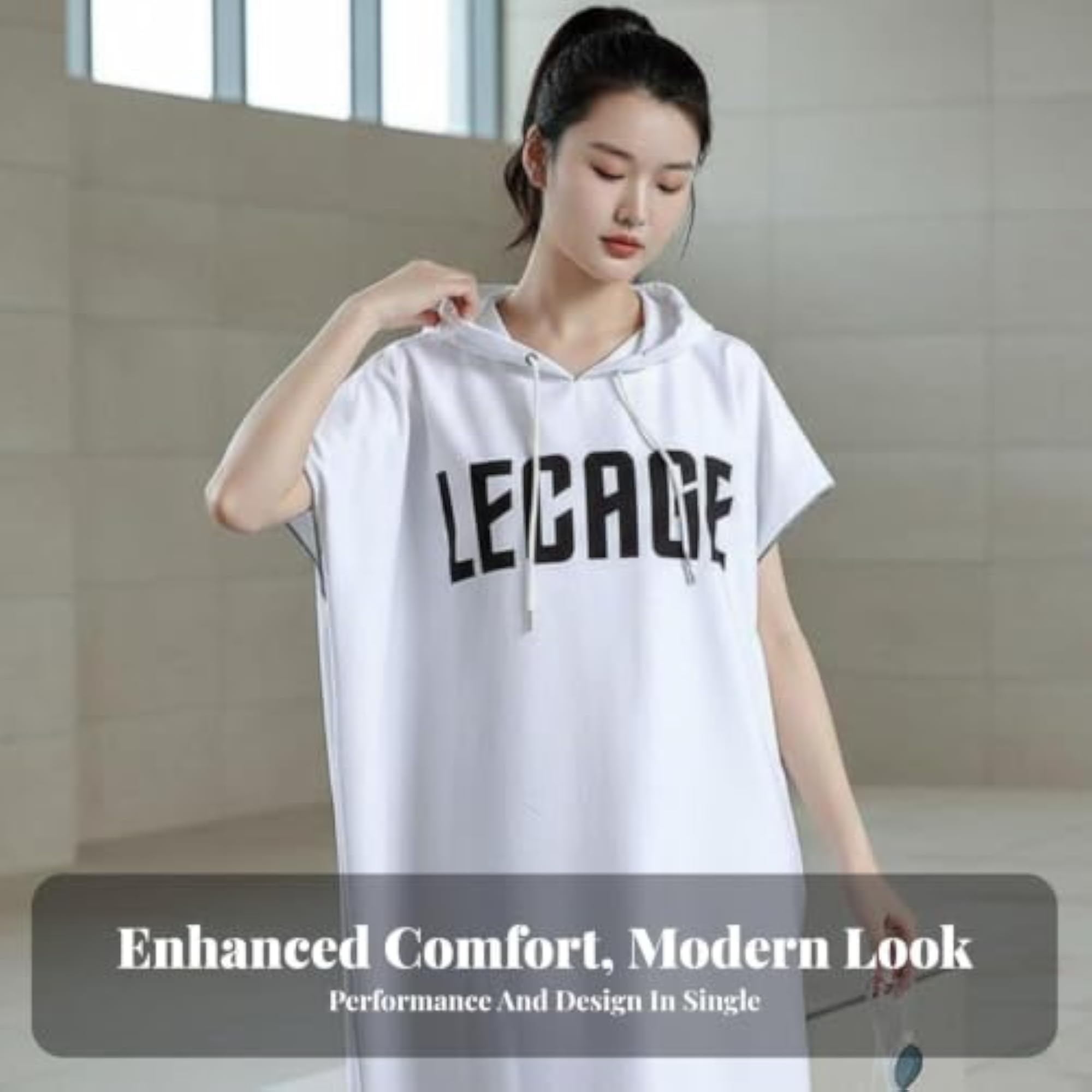 Quick Dry Hooded Bath Towel Robe, White Short Sleeve