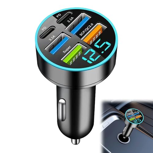 Chargeur Allume Cigare USB Rapide, USB Allume Cigare Ultracompact en Alliage D'Aluminium, Chargeur Telephone Voiture avec Charge Rapide pour Type-c, Android Et Bien Plus
