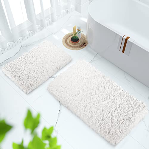 Yimobra Bathroom Rug Set 2 Piece, Luxury Shaggy Bath Mat Set with Non Slip Backing, Ultra Soft & Absorbent Mats for Bathroom Floor, Machine Washable, 44"x24"+24"x17", White by Yimobra - Image 7