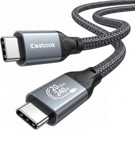 Image of 6FT USB C to USB C 3.2 Gen 2 X 2 Video Cable for Monitor, 240 Watt Fast Charging Cable, 20Gbps High Speed Data Transfer Cable, 4k@60Hz Full Function Display Cable for iPhone 17, Laptop, SSD, Hub, eGPU