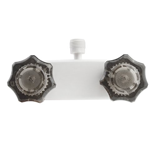 Image of Dura Faucet DF-SA100S-WT RV /Motorhome /Trailer Shower Faucet Valve Diverter with Smoked Acrylic Knobs (White)