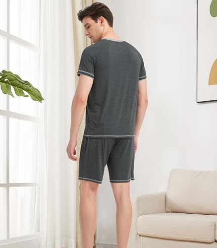 Image of NACHILA Men's Bamboo Viscose Pajamas Set Raglan Short Sleeve Shorts Pjs
