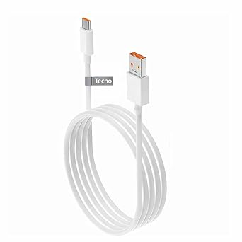 Tecno 33W Flash Charge USB-A to Type-C Cable | Fast Charging & Data Sync | Compatible with Tecno Spark 10, Spark 9, Spark 8, Camon 20, Camon 19, Camon 18, Pova 5, Pova 4, Pova 3 & Other Type-C Devices