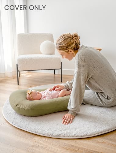 Image of Termichy Baby Lounger Cover Muslin: Soft Cotton Slipcover for Snuggle Me Lounger - Removable & Machine Washable for Daily Use - Zipper-Free & Skin-Friendly for Newborn Girls and Boys