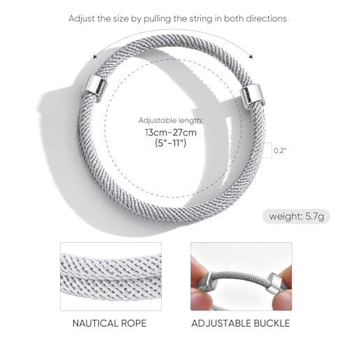 TempBeau Nautical Braided Rope Bracelets Set for Women - 6 Pcs Adjustable Braided Cord Bracelet, Handmade Navy Marine String Bracelet with Metal Knot, Womens Braided Bracelets Jewelry Gifts - image 7