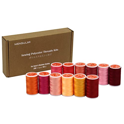 Multi-Purpose Thread For Sewing, 200Y/Spool 40S/2, Polyester Sewing Threads Kits For Sewing Machine & Hand Sewing (12 Bright Colors) #TOP1