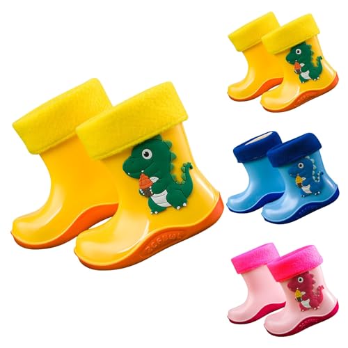 Unisex-Child Toddler Cartoon Rain Boots Waterproof Warm Lining Fun Printed Colors Rain Boots for Girls and Boys3