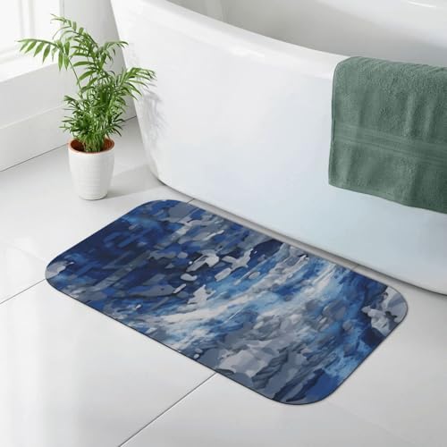 Tapis de bain à diatomées bleu imprimé abstrait pour sortie de douche - 2