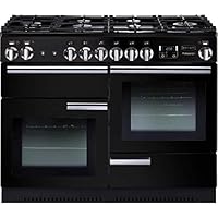 Rangemaster Professional Plus PROP110DFFGB/C 110cm wide Dual Fuel Range Cooker with Gas Hob - Black/Chrome - A/A Rated