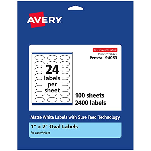 Avery Matte White Oval Labels with Sure Feed, 1