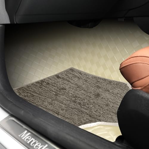 Image of Autofurnish Luxury 9D Car Mat Full Set for Hyundai Creta 2020-23 || Luxury Leather Dual-Stitch Full Set 9D Car Floor Mat || 100% Waterproof || Color : Beige Beige