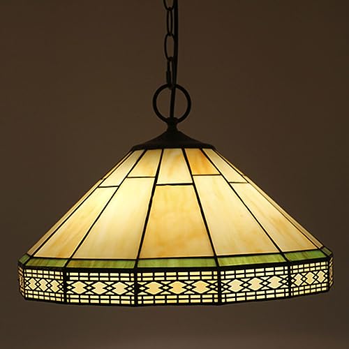 BOTOWI 16 Inch Tiffany Stained Glass Lamp Shade Replacement Yellow Mission Lampshade Only with Cap Fit for Table Lamp, Pendant Light, Floor Lamp,Ceiling Fixture - Image 2