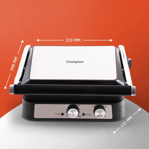 Image of Crompton MaxCrisp 4 Slice Sandwich Maker 2000W with Timer and 180 Degrees Barbecue Grill