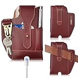 NUTUCH Genuine Leather Phone Holster with Belt Clip | Cell Phone Pouch for iPhone and Smartphone | Cell Phone Case | Leather Phone Case (Maroon)