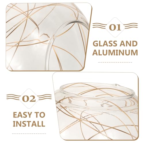 Image of UKCOCO Round Sphere Glass Globes for Light Fixtures Replacement Clear Bubble Glass Globe Lampshade Covers for Pendant Light Chandelier Wall Sconce 65-70mm Gold