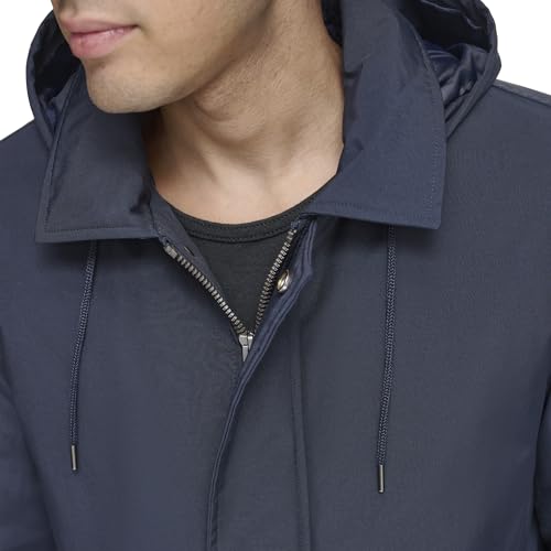 Image of Andrew Marc Men's Rain Jacket with Removable Hood and Back Vent