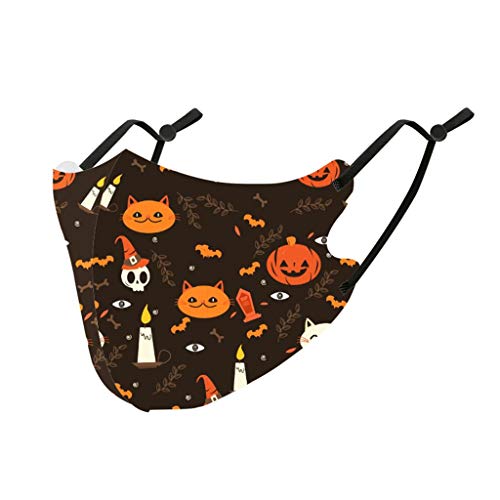 Preisvergleich Produktbild LEEDY Mundschutz Eisseide Halloween-Druck Atmungsaktiver Sonnenschutz Verstellbarer Stoffgesichtsschal