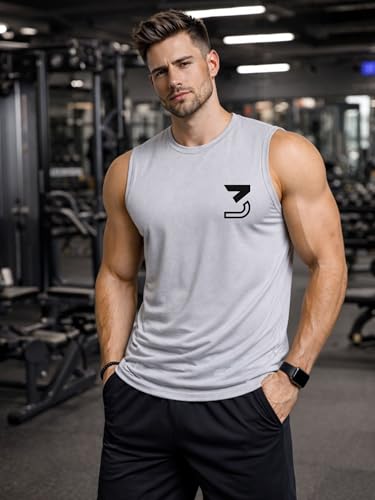 Image of 3Colours RGB Fitness Designer Gym Stringer Vest, Gym Vest, Racer Y Back, Sports Tank Tops, Sando for Men C Cut-3 Logo