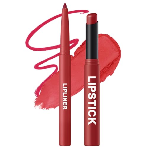 Erinde Juego de lápices de labios y pintalabios, acabado mate, duradero y altamente pigmentado, maquillaje de labios suave, para contornos perfectos y sensación de terciopelo mate #10