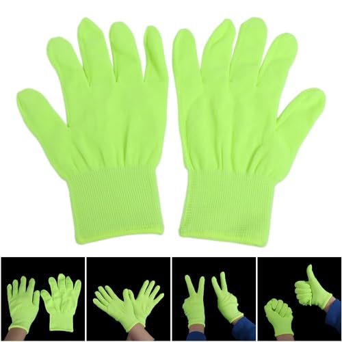 6 Pair Fluorescent Green Gloves Stretchy Glow Work Gloves Full Finger Gloves Dance Cosplay Gloves Bar Party Supplies2