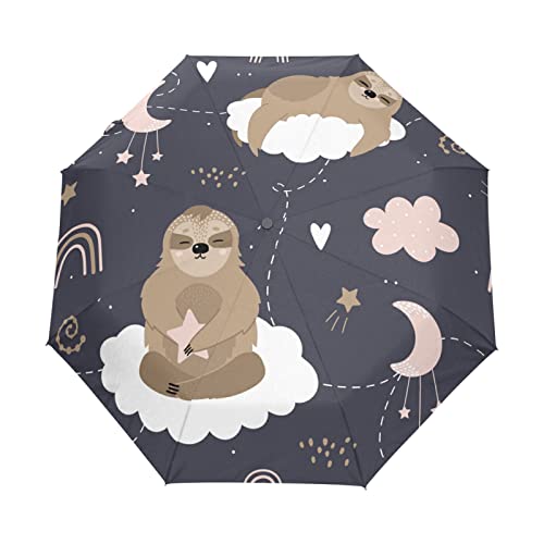 Parapluie pliable automatique bleu nuit compact et résistant pour femme homme et enfant