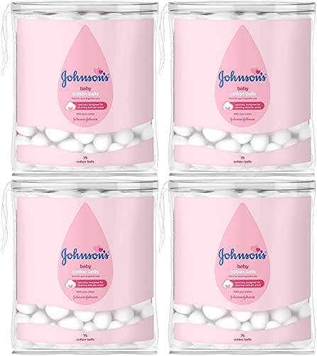 Johnson's Baby Cotton Balls, 75 Count (Pack of 4) 300 Total