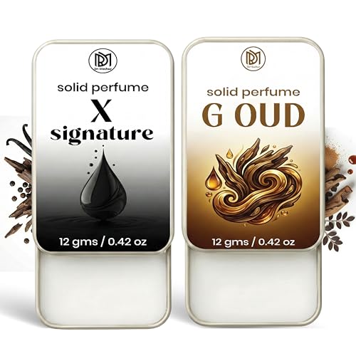 Image of Dr.Mashur Solid Perfume |x signature&G oud Alcohol Free Wax Perfume Balm, Long Lasting | Pocket Tin 12g, Pack Of 2| Non Greasy Smooth Glide, Travel Friendly Men And Women