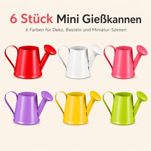 Petits arrosoirs en métal lot de 6 mini pots déco - 3