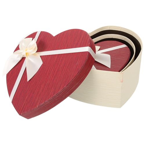 NOLITOY 3 Cajas storage box cajas almacenaje bombonera box tapa el cajas de embalaje portador dinero bombones estuche de con lazo Caso de en forma de corazón